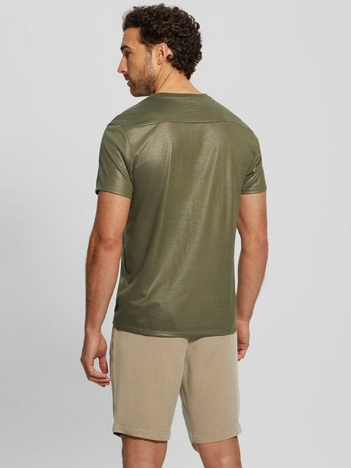 Guess Mason Yoke V-Neck Tee Groen | GUESS-SN30536