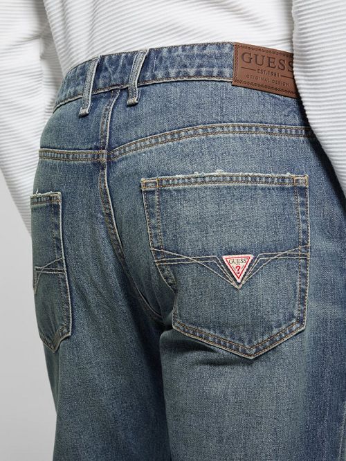 Guess Mateo Distressed Straight Jeans Blauw | GUESS-SN30460