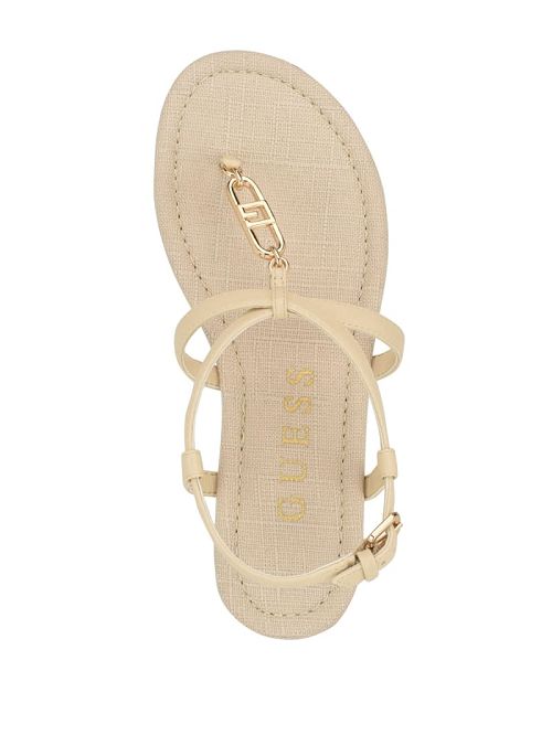 Guess Meaa Chain T-Strap Sandals Beige | GUESS-SN29624
