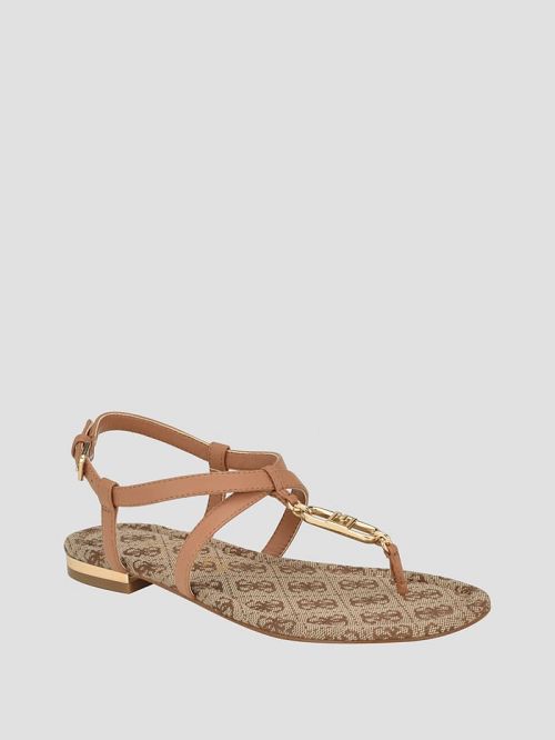 Guess Meaa Chain T-Strap Sandals Bruin | GUESS-SN29608