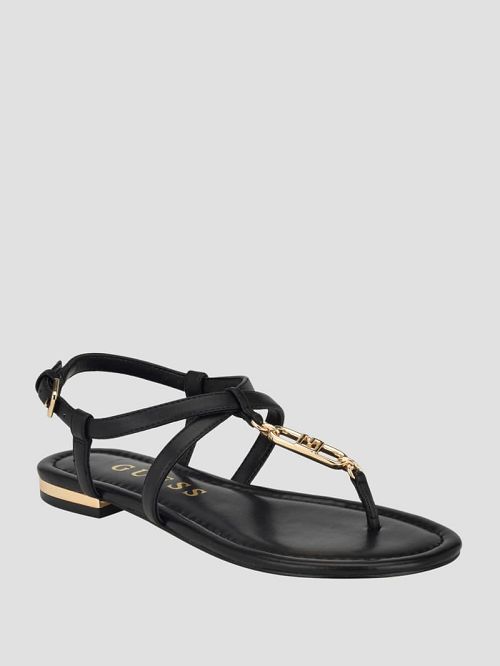 Guess Meaa Chain T-Strap Sandals Zwart | GUESS-SN29591