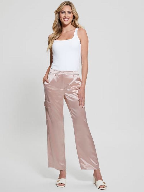 Guess Megan Cargo Satin Pants Roze | GUESS-SN28316