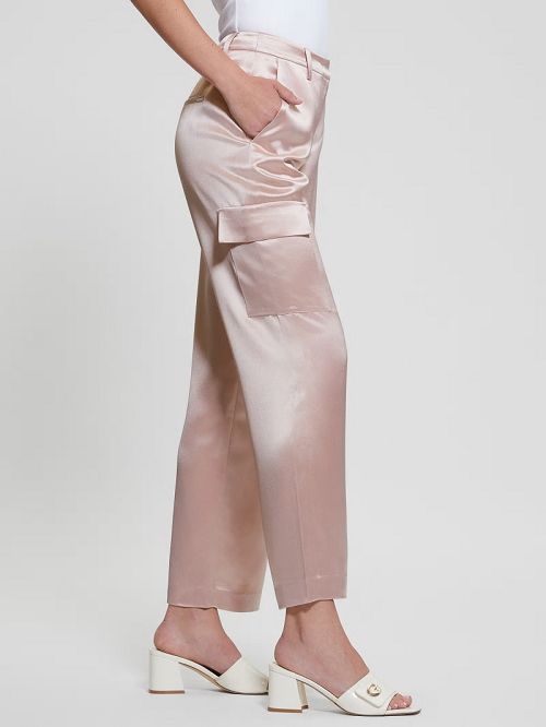 Guess Megan Cargo Satin Pants Roze | GUESS-SN28316