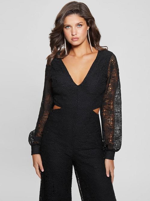 Guess Megan Lace Jumpsuit Zwart | GUESS-SN26797
