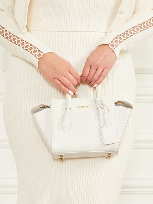 Guess Merava Leather Mini Satchel Wit | GUESS-SN29275