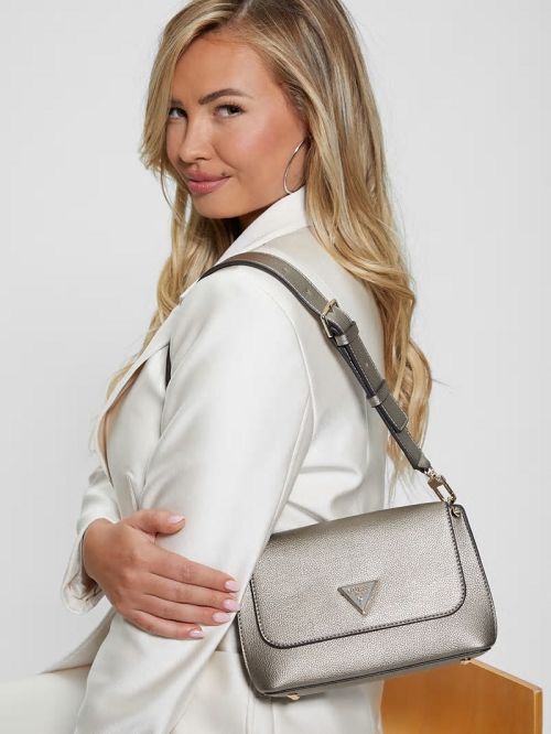 Guess Meridian Fold-Over Shoulder Bag Metal | GUESS-SN29067