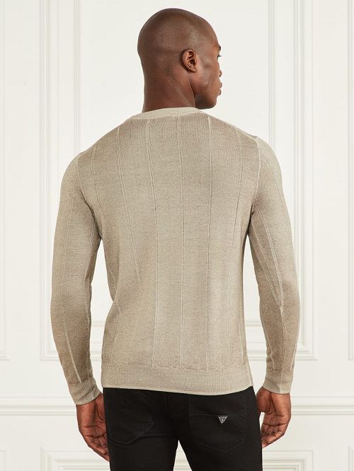Guess Merino Wool Crewneck Sweater Groen | GUESS-SN30942