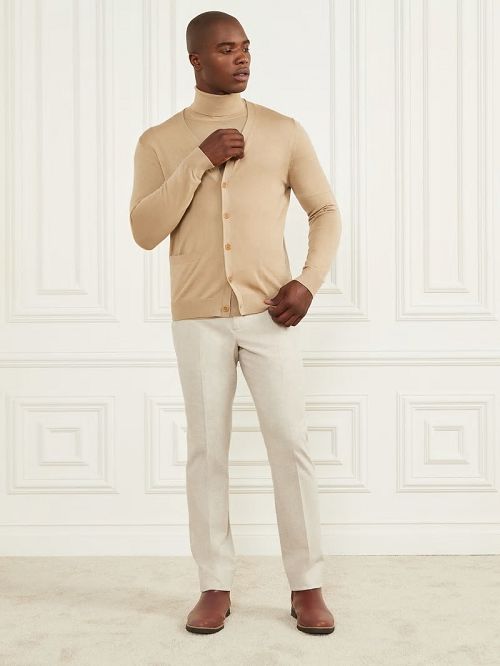 Guess Merino Wool Essential Cardigan Beige | GUESS-SN30905