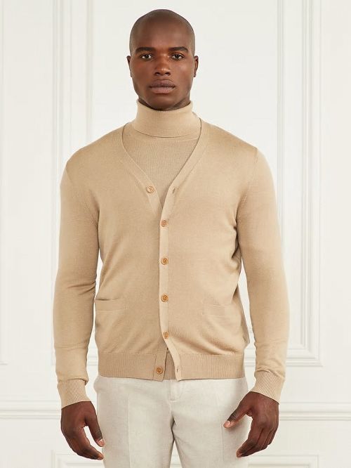 Guess Merino Wool Essential Cardigan Beige | GUESS-SN30905