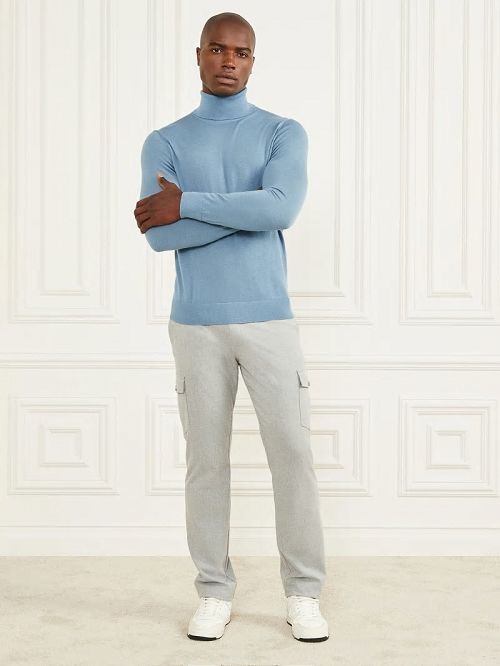Guess Merino Wool Turtleneck Sweater Blauw | GUESS-SN31017