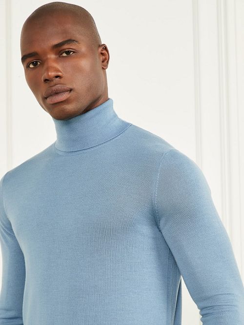 Guess Merino Wool Turtleneck Sweater Blauw | GUESS-SN31017