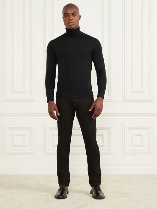 Guess Merino Wool Turtleneck Sweater Zwart | GUESS-SN30949