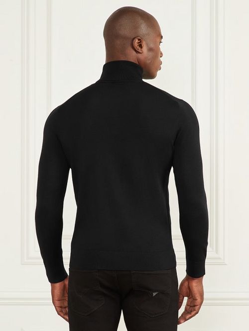 Guess Merino Wool Turtleneck Sweater Zwart | GUESS-SN30949