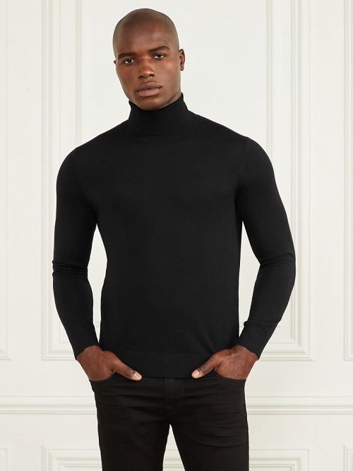 Guess Merino Wool Turtleneck Sweater Zwart | GUESS-SN30949