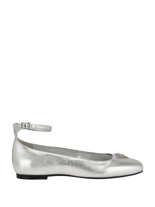 Guess Metallic Ankle Strap Ballet Flats Zilver | GUESS-SN29887