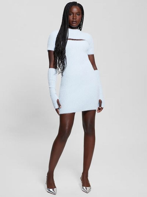 Guess Meteor Detached Sleeve Knit Dress Blauw | GUESS-SN27022