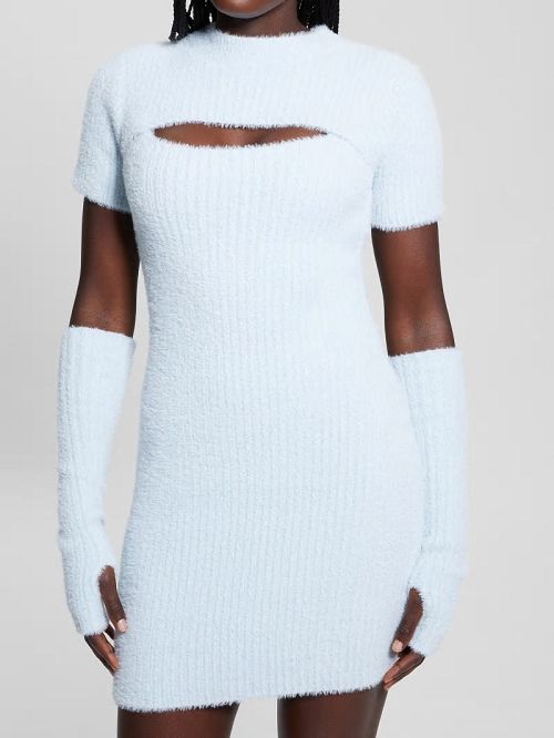 Guess Meteor Detached Sleeve Knit Dress Blauw | GUESS-SN27022