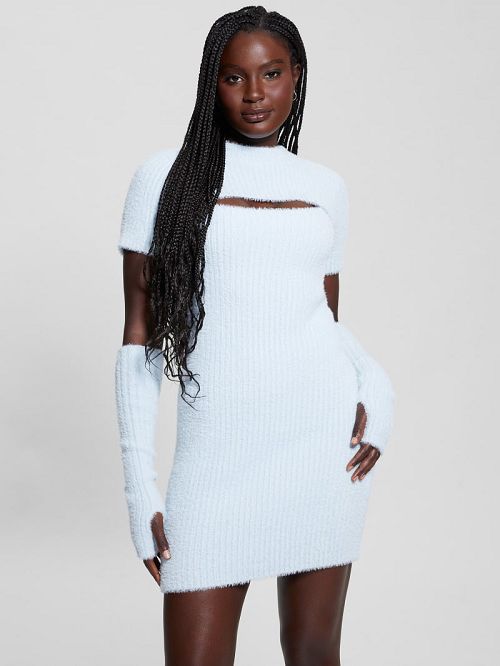Guess Meteor Detached Sleeve Knit Dress Blauw | GUESS-SN27022