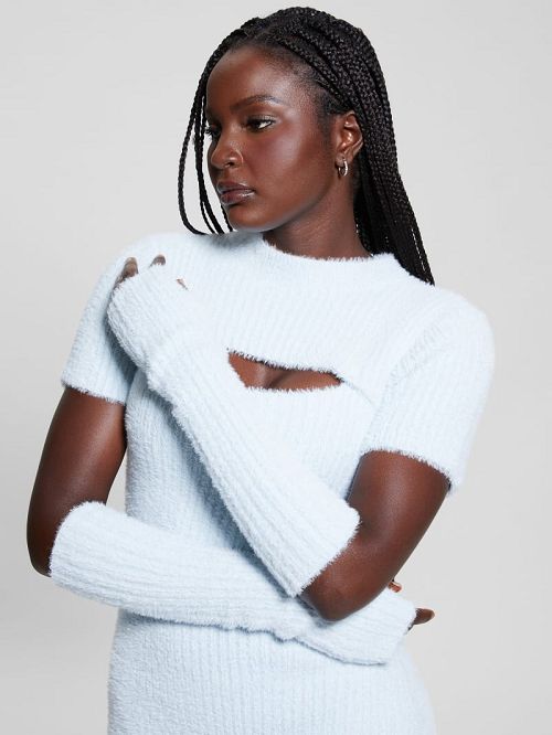 Guess Meteor Detached Sleeve Knit Dress Blauw | GUESS-SN27022