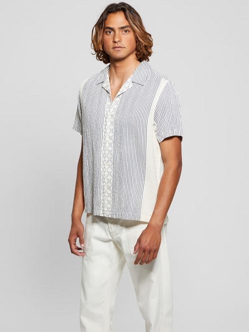 Guess Meyer Dobby Shirt Blauw | GUESS-SN31272