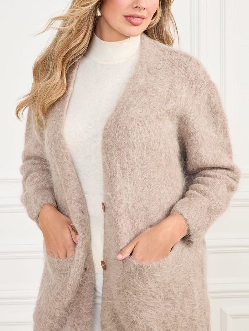 Guess Michaela Alpaca-Blend Cardigan Beige | GUESS-SN27936