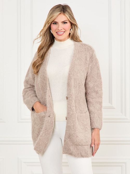 Guess Michaela Alpaca-Blend Cardigan Beige | GUESS-SN27936