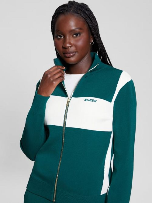 Guess Michela Color-Block Sweater Jacket Groen | GUESS-SN28407