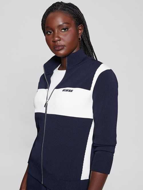 Guess Michela Color-Block Sweater Jacket Blauw | GUESS-SN28418