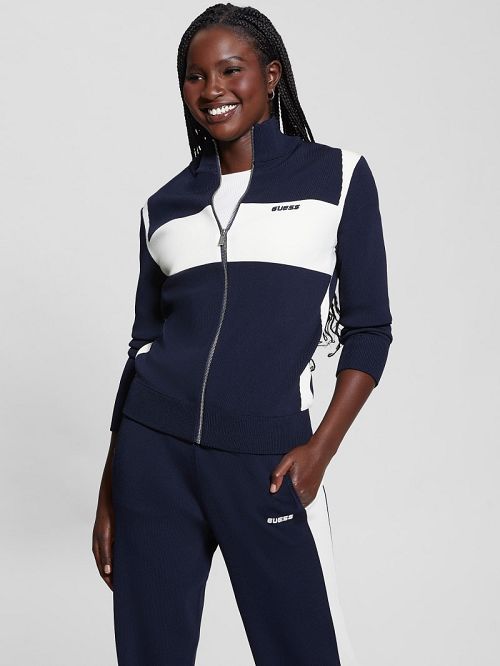Guess Michela Color-Block Sweater Jacket Blauw | GUESS-SN28418