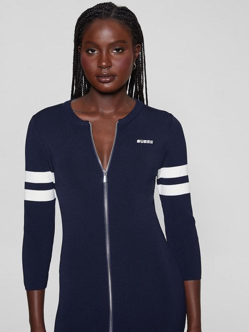 Guess Michela Varsity Sweater Dress Blauw | GUESS-SN27009