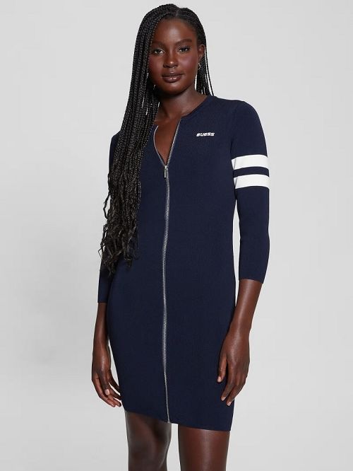 Guess Michela Varsity Sweater Dress Blauw | GUESS-SN27009
