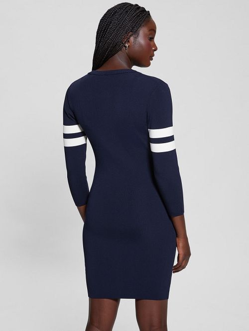 Guess Michela Varsity Sweater Dress Blauw | GUESS-SN27009