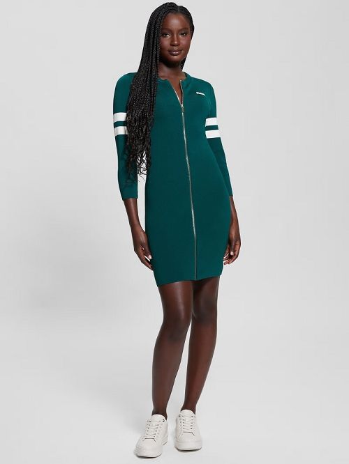 Guess Michela Varsity Sweater Dress Groen | GUESS-SN27030