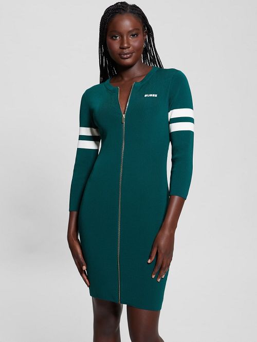 Guess Michela Varsity Sweater Dress Groen | GUESS-SN27030