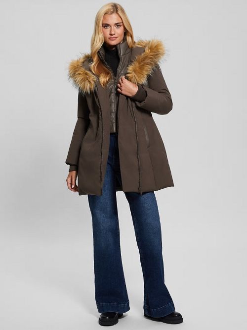 Guess Mid-Length Puffer Jacket Bruin | GUESS-SN28024