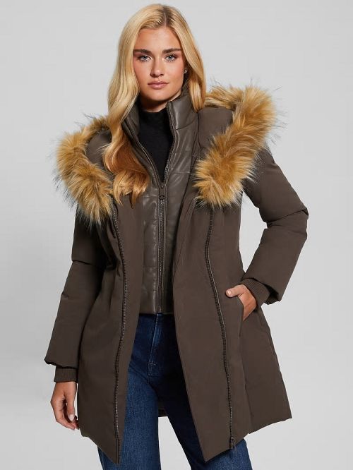 Guess Mid-Length Puffer Jacket Bruin | GUESS-SN28024