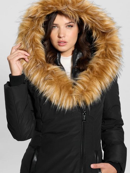 Guess Mid-Length Puffer Jacket Zwart | GUESS-SN28075