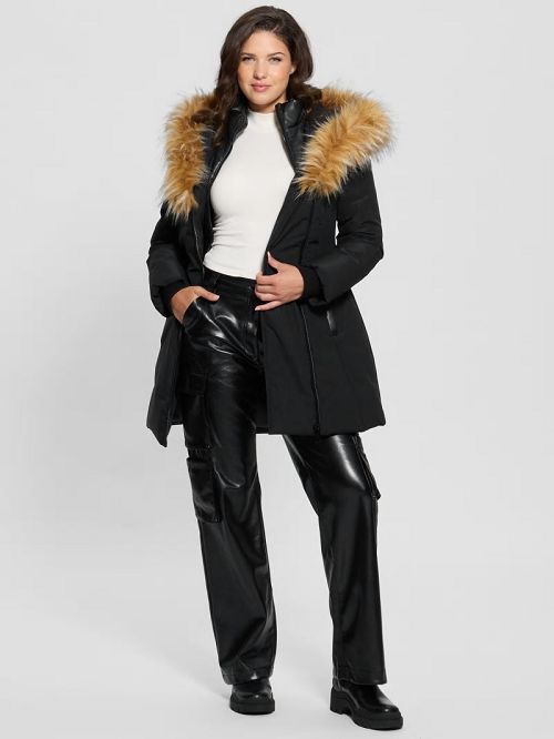 Guess Mid-Length Puffer Jacket Zwart | GUESS-SN28075