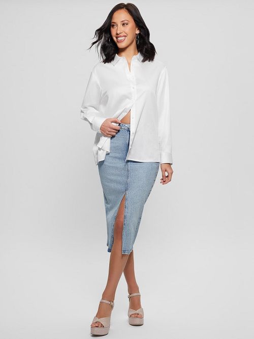 Guess Mila Denim Midi Skirt Blauw | GUESS-SN28182