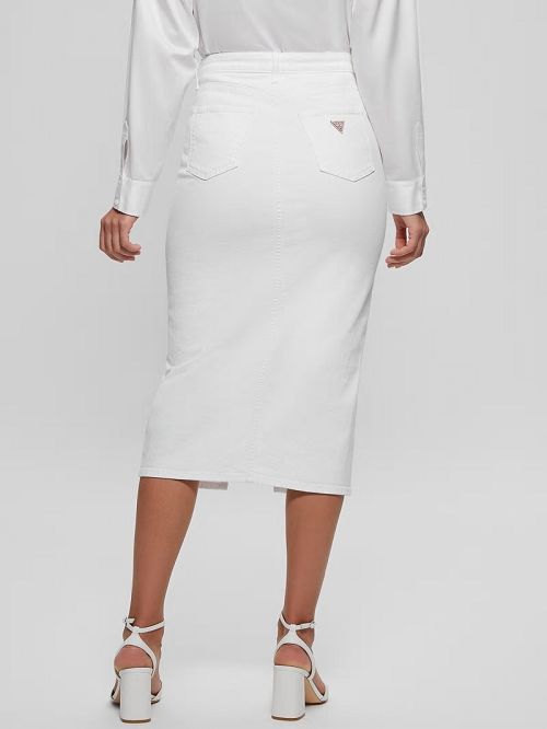 Guess Mila Denim Midi Skirt Wit | GUESS-SN26654