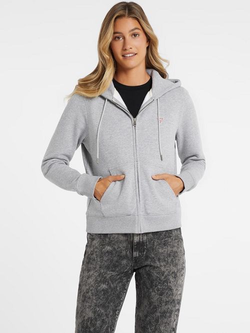 Guess Mini Patch Zip-Up Sweatshirt Grijs | GUESS-SN27665