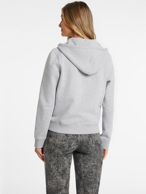 Guess Mini Patch Zip-Up Sweatshirt Grijs | GUESS-SN28384