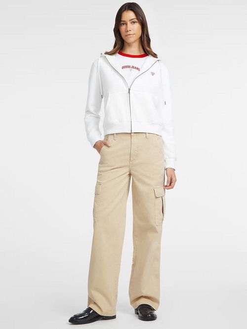 Guess Mini Patch Zip-Up Sweatshirt Wit | GUESS-SN28372