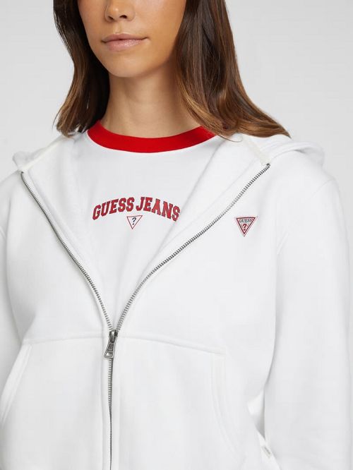 Guess Mini Patch Zip-Up Sweatshirt Wit | GUESS-SN28372