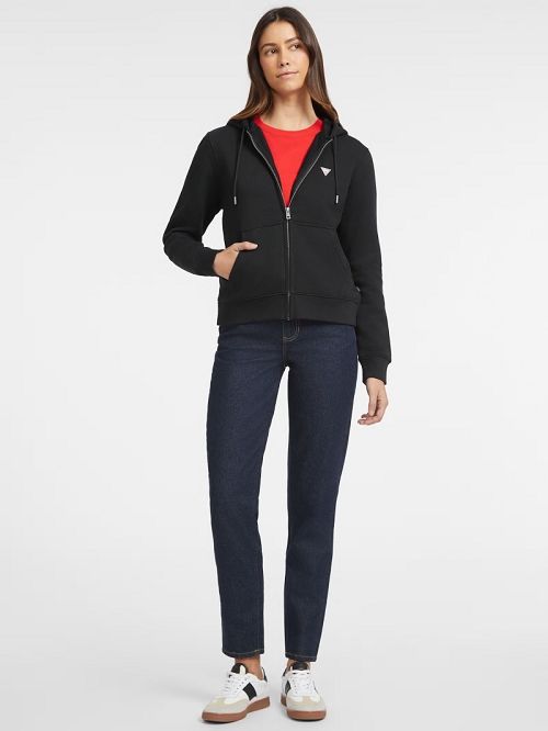 Guess Mini Patch Zip-Up Sweatshirt Zwart | GUESS-SN28370