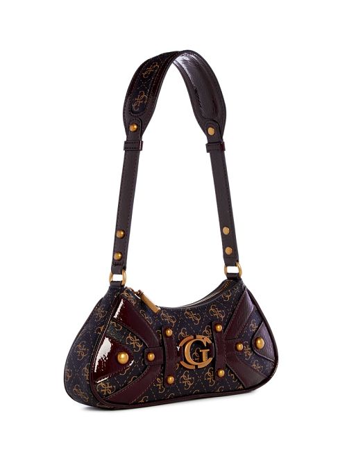 Guess Mintha Mini Top-Zip Shoulder Bag Bruin | GUESS-SN29061