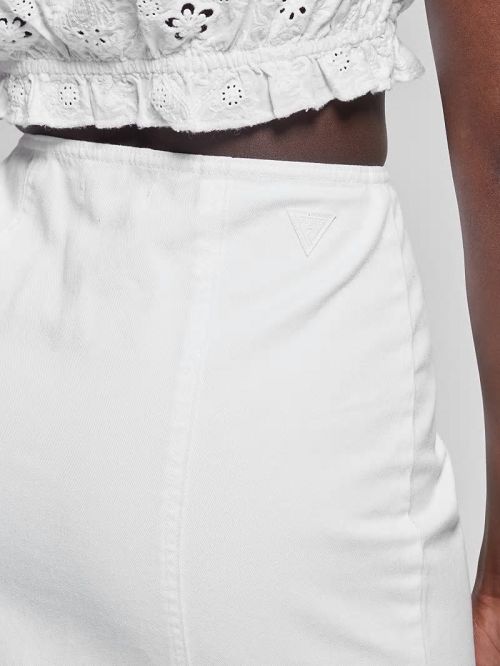 Guess Mira Eyelet Denim Skirt Wit | GUESS-SN28173
