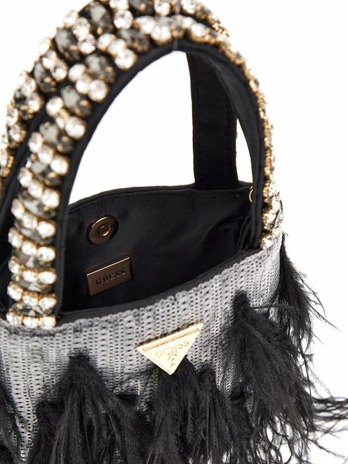 Guess Misae Sequin Mini Tote Zwart | GUESS-SN29375