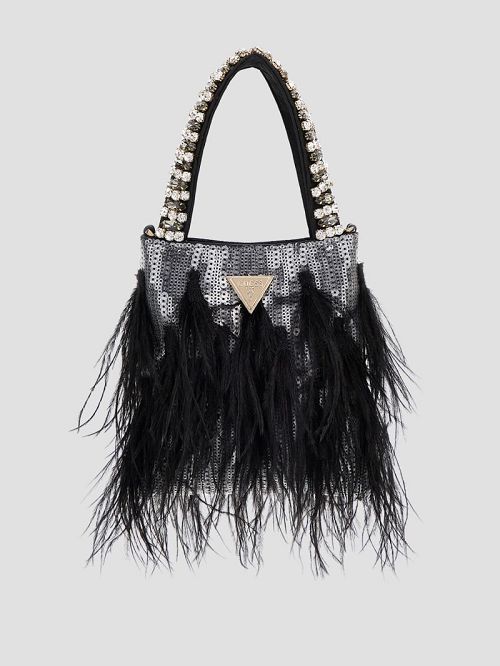 Guess Misae Sequin Mini Tote Zwart | GUESS-SN29375