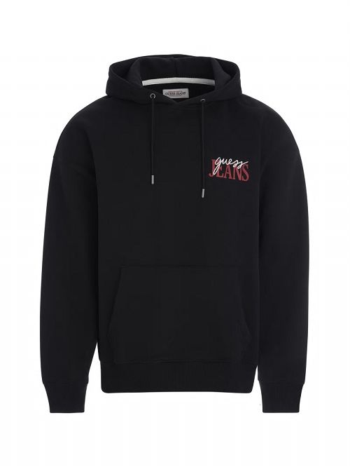 Guess Mixed Chest Logo Hoodie Zwart | GUESS-SN30958